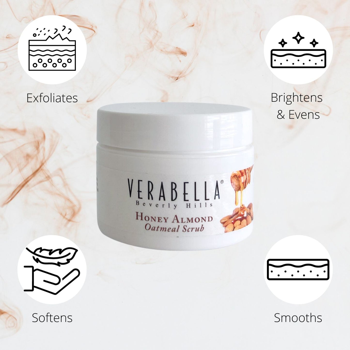 Verabella Honey Almond Oatmeal Scrub softens and exfoliates