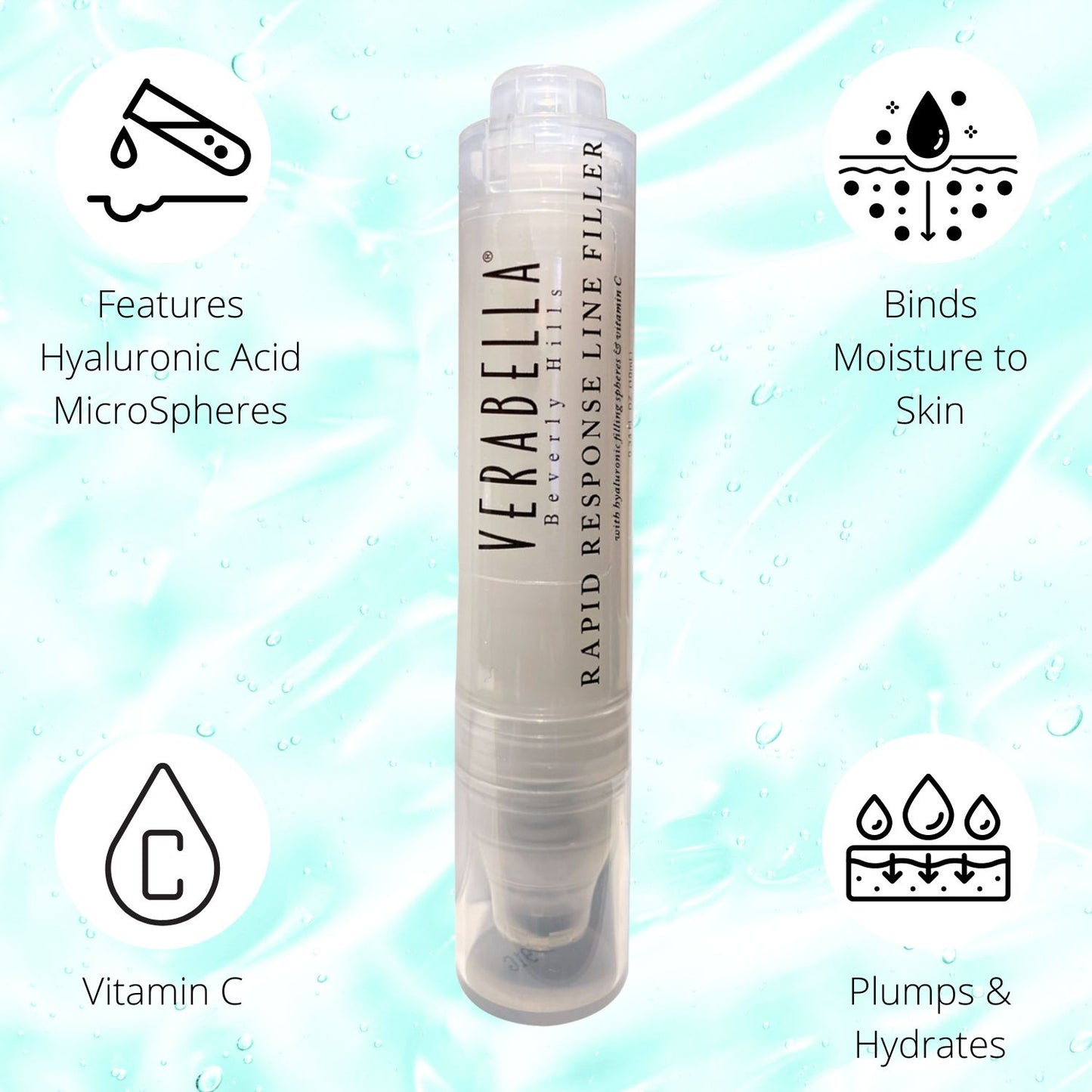 Verabella Rapid Response Line Filler has hyaluronic acid and vitamin C