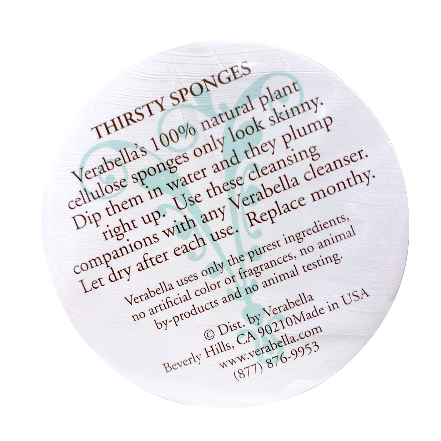 Verabella Thirsty Sponges are 100% natural plant cellulose.