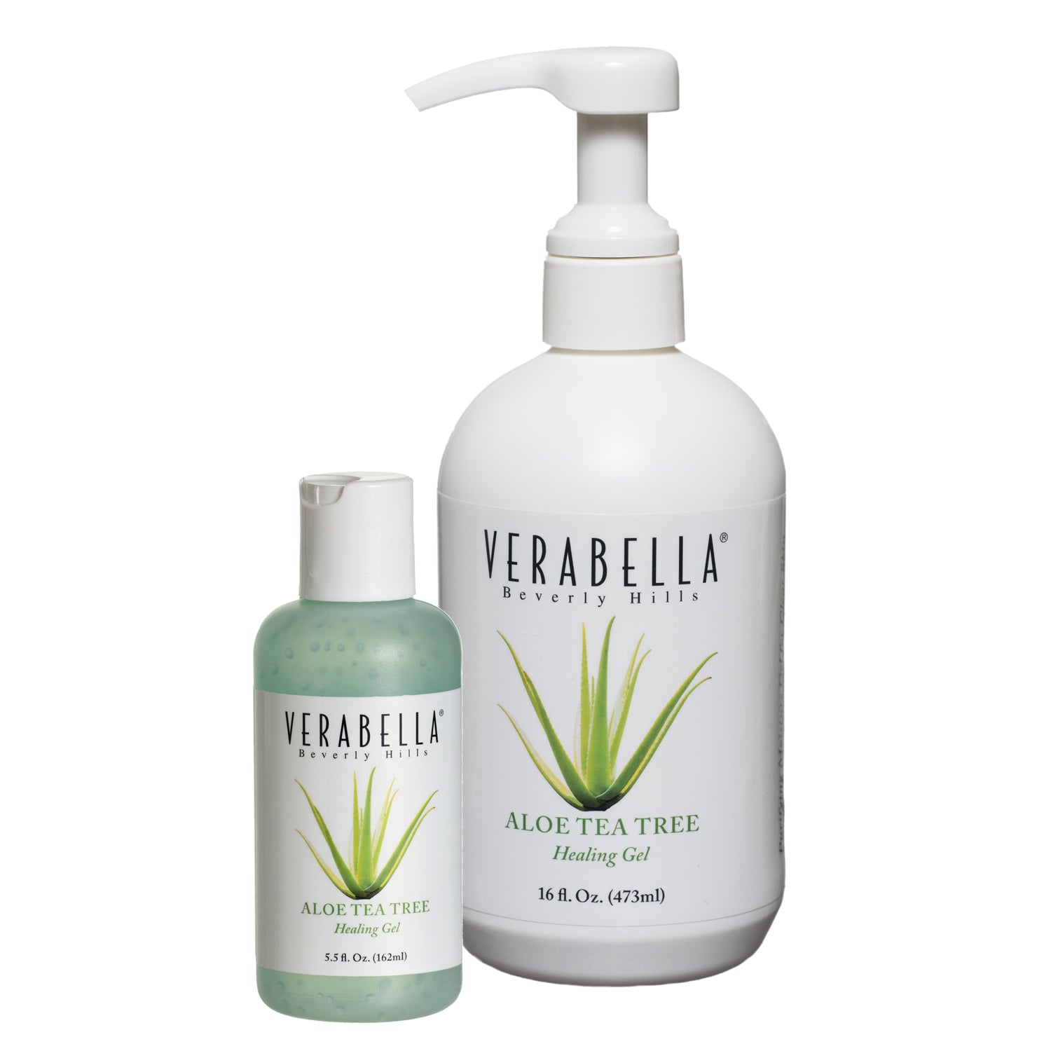 Verabella Aloe Tea Tree Healing Gel in 4 oz and 16 oz