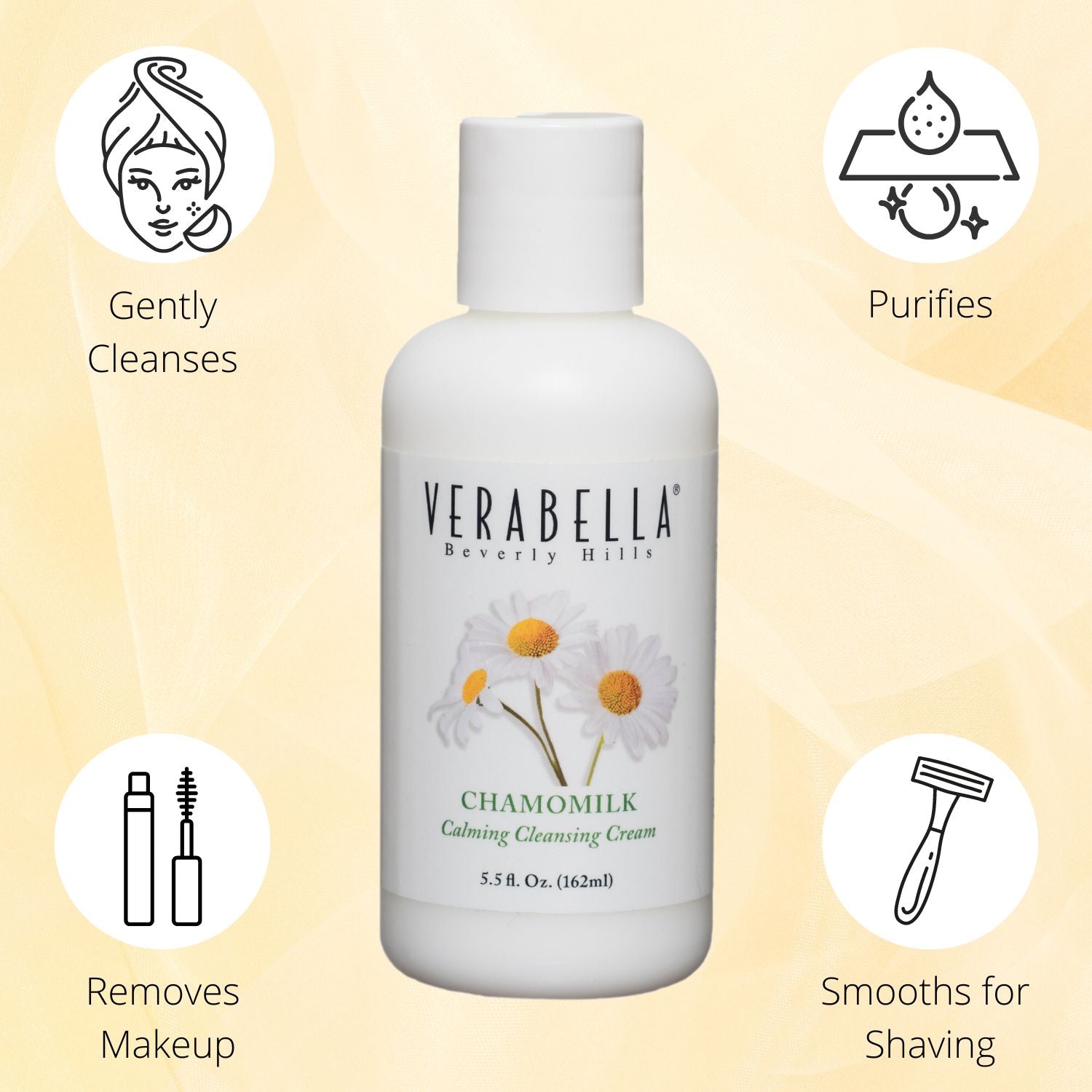 Verabella Chamomilk Calming Cleansing Cream purifies and gently cleanses