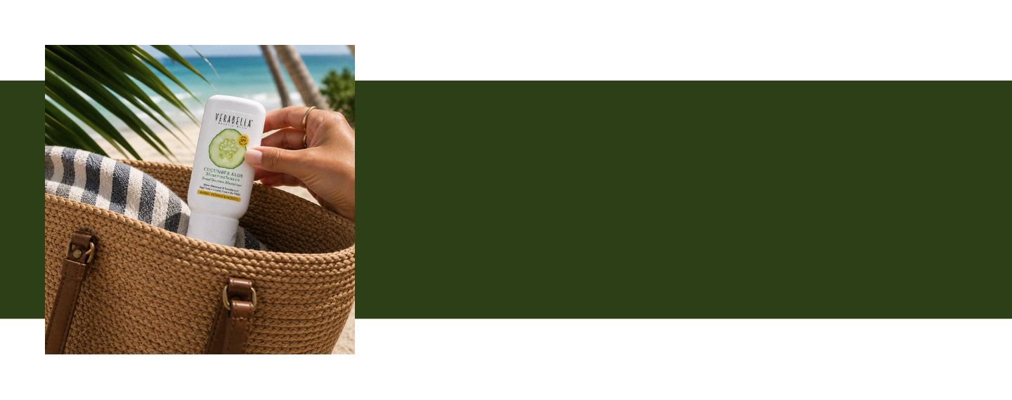 VERABELLA Cucumber Aloe Sun Protecting Moisturizer in a travel bag 