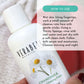 Verabelle Chamomilk Cleansing Cream with usage instructions on a blurred background