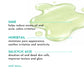 Green liquid and text about VERABELLA Herbal Beautea benefits on a white background