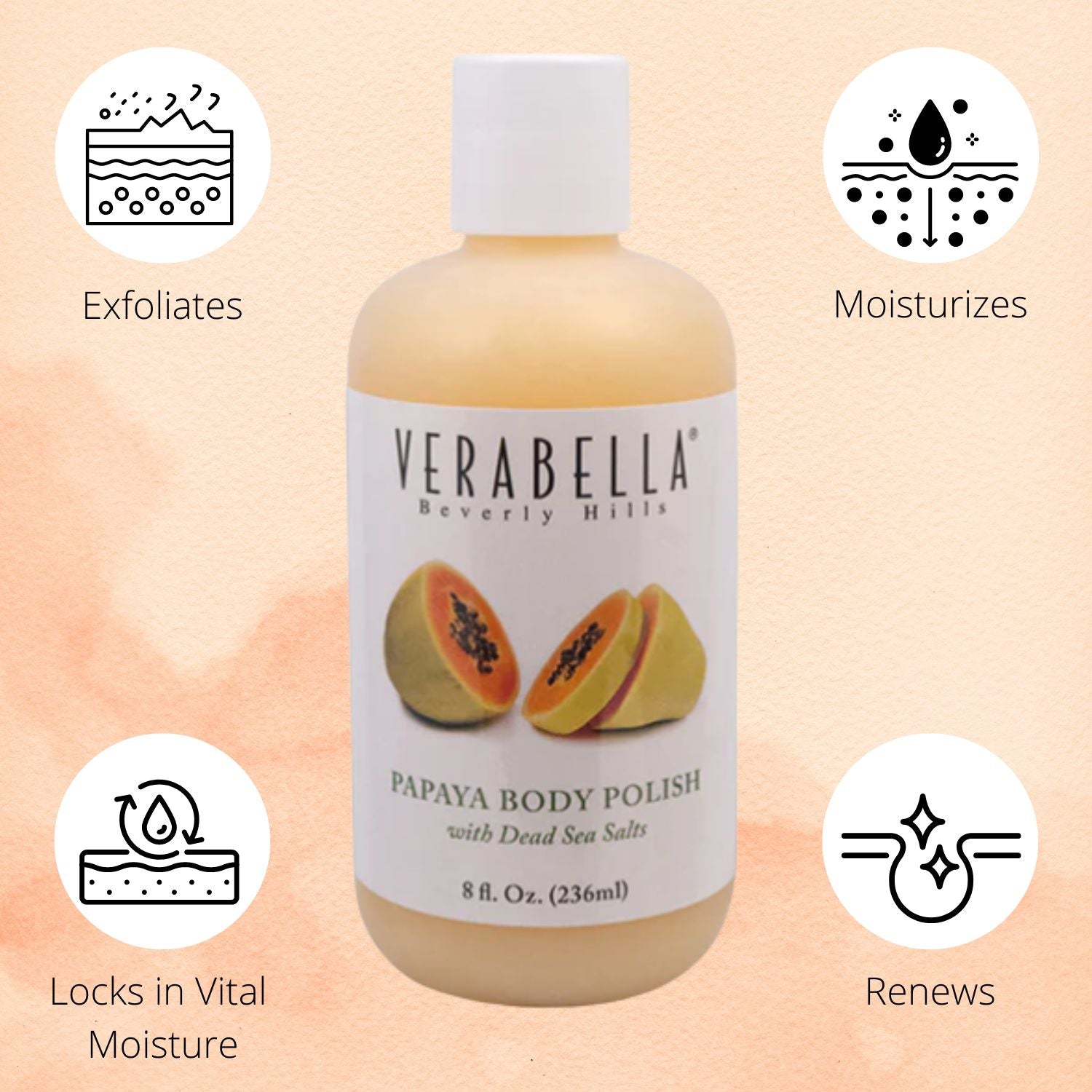 Papaya Body Polish by Verabella exfoliates and moisturizes