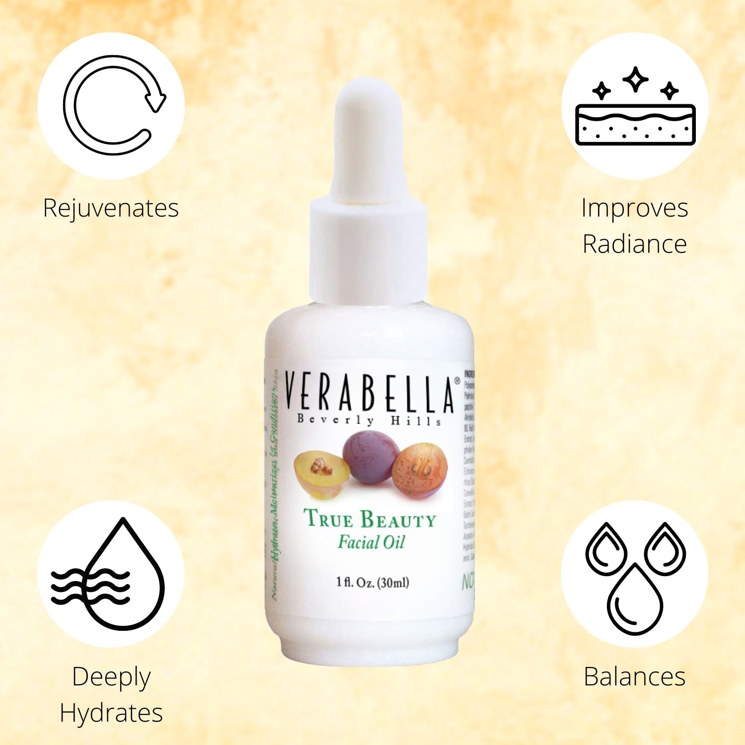 Verabella True Beauty Facial Oil balances, rejuvenates, and improves radiance